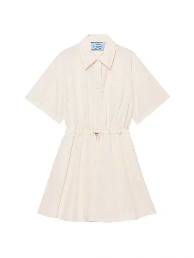 Women's Short-Sleeved Technical Pongé Dress - Beige