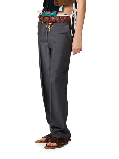 Miu Miu Women's Kid Mohair Pants - Grey - Size 6 | Thumbnail 2