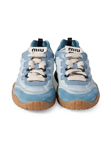 Miu Miu Women's Tyre Technical Fabric and Suede Sneakers - Blue - Size 5.5 | Thumbnail 2