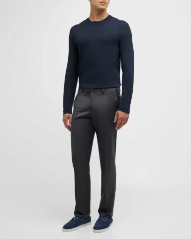 Giorgio Armani Men's Cotton Long-Sleeve Crewneck T-Shirt | Thumbnail 2