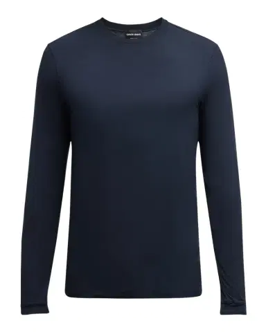 Giorgio Armani Men's Cotton Long-Sleeve Crewneck T-Shirt | Thumbnail 1