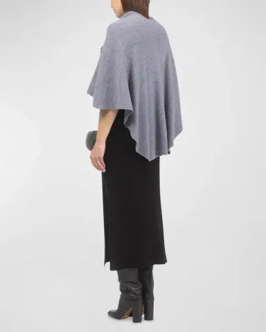 Gorski Select Wool Capelet With Lamb Shearling Poms | Thumbnail 4 Gorski Select Wool Capelet With Lamb Shearling Poms | Thumbnail 4