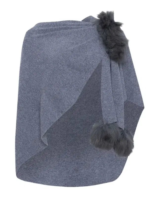 Gorski Select Wool Capelet With Lamb Shearling Poms
