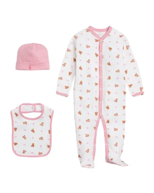 Girl 's 3-Piece Gift Set, Size Newborn-9M
