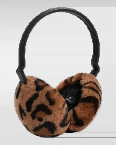 Gorski Leopard Lamb Shearling Fur Earmuffs | Thumbnail 2