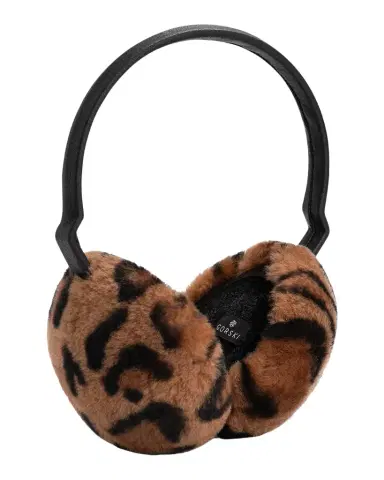 Gorski Leopard Lamb Shearling Fur Earmuffs | Thumbnail 1