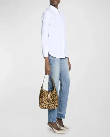 Saint Laurent Le 5 A 7 Small Hobo Bag in Leopard-Print Calf Hair | Thumbnail 2 Saint Laurent Le 5 A 7 Small Hobo Bag in Leopard-Print Calf Hair | Thumbnail 2