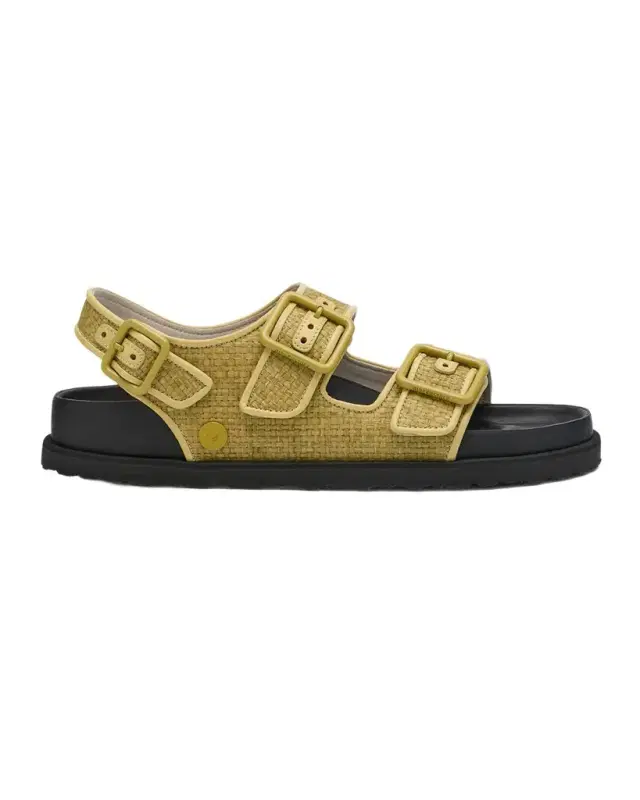 1774 Birkenstock Milano Raffia Dual-Buckle Slingback Sandals