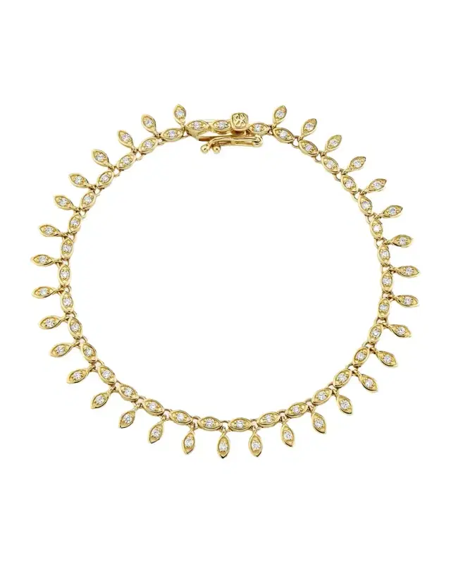 14K Yellow Gold Marquis Eye Eternity Fringe Bracelet with Diamonds