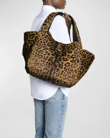 Saint Laurent Le 5 À 7 Bea YSL Leopard-Print Tote Bag in Calf Hair & Leather | Thumbnail 3 Saint Laurent Le 5 À 7 Bea YSL Leopard-Print Tote Bag in Calf Hair & Leather | Thumbnail 3