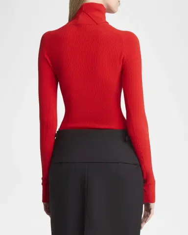Proenza Schouler Fox Rib-Knit Matte Viscose Turtleneck Top | Thumbnail 3