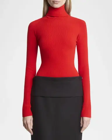 Proenza Schouler Fox Rib-Knit Matte Viscose Turtleneck Top | Thumbnail 4