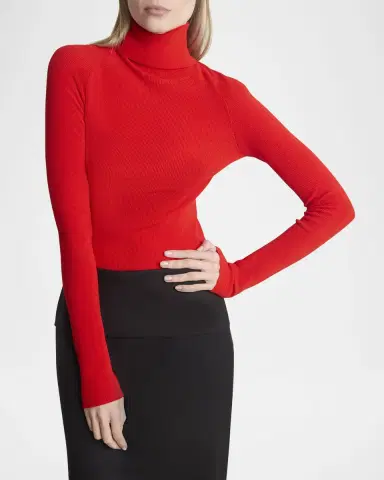 Proenza Schouler Fox Rib-Knit Matte Viscose Turtleneck Top | Thumbnail 7