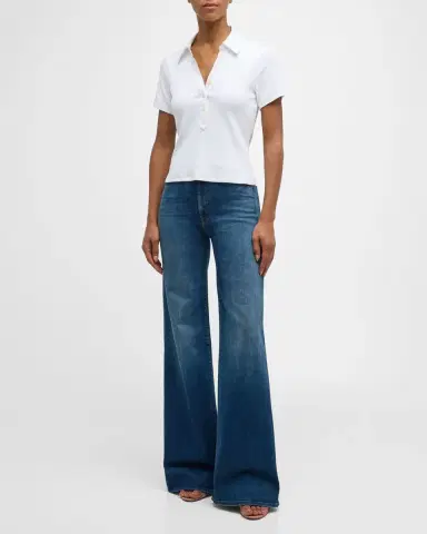 Veronica Beard Kearney Short-Sleeve Polo Top | Thumbnail 2 Veronica Beard Kearney Short-Sleeve Polo Top | Thumbnail 2