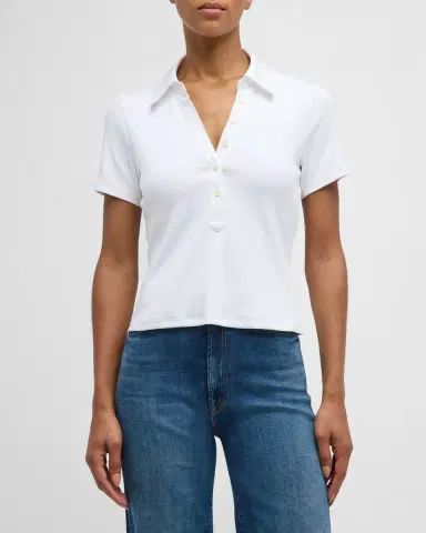 Veronica Beard Kearney Short-Sleeve Polo Top | Thumbnail 4 Veronica Beard Kearney Short-Sleeve Polo Top | Thumbnail 4