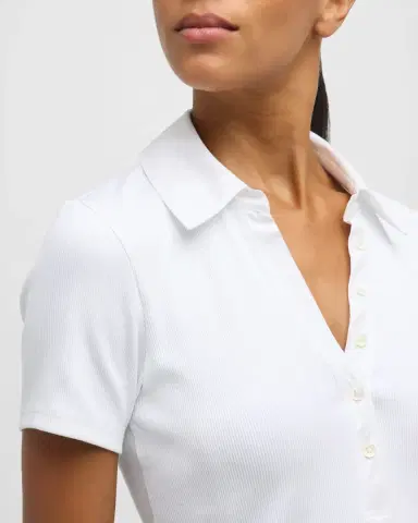 Veronica Beard Kearney Short-Sleeve Polo Top | Thumbnail 5 Veronica Beard Kearney Short-Sleeve Polo Top | Thumbnail 5