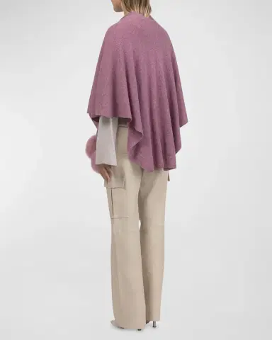 Gorski Select Wool Capelet With Lamb Shearling Poms | Thumbnail 4