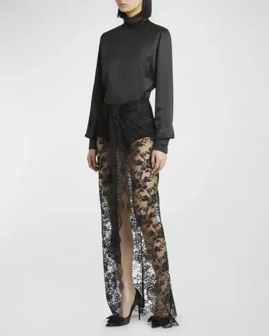 Dolce & Gabbana Chantilly Lace Scallop Maxi Skirt | Thumbnail 3