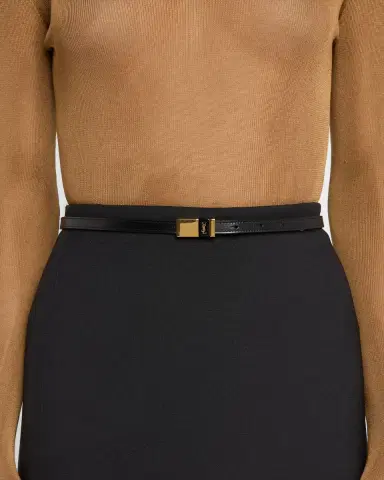 Saint Laurent Embossed Leather Skinny Belt | Thumbnail 2