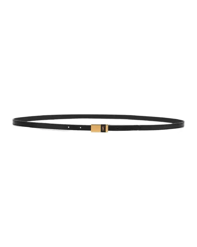 Embossed Leather Skinny Belt
