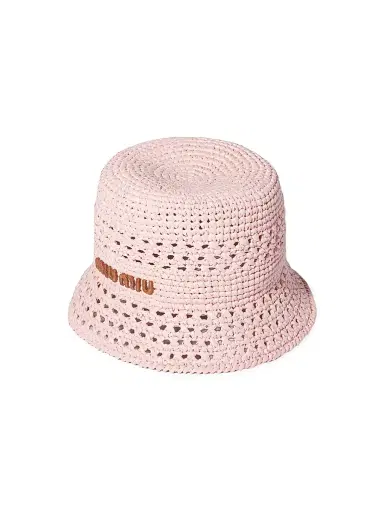 Miu Miu Women's Woven Fabric Hat - Pink - Size Small | Thumbnail 1 Miu Miu Women's Woven Fabric Hat - Pink - Size Small | Thumbnail 1
