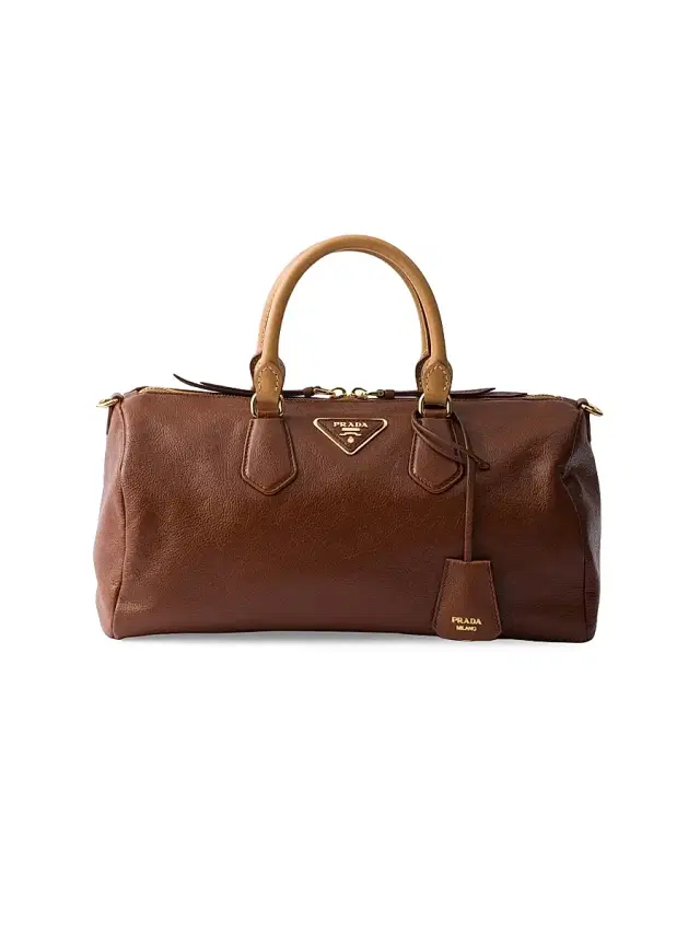 Women's Leather Top-Handle Bag - Brown