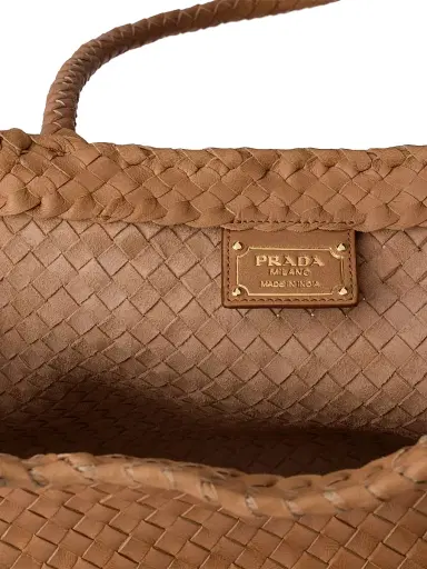 Prada Women's Large Leather Tote Bag - Beige Khaki | Thumbnail 7
