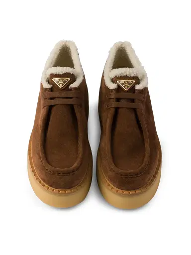 Prada Women's Suede Chukka Boots - Brown | Thumbnail 2