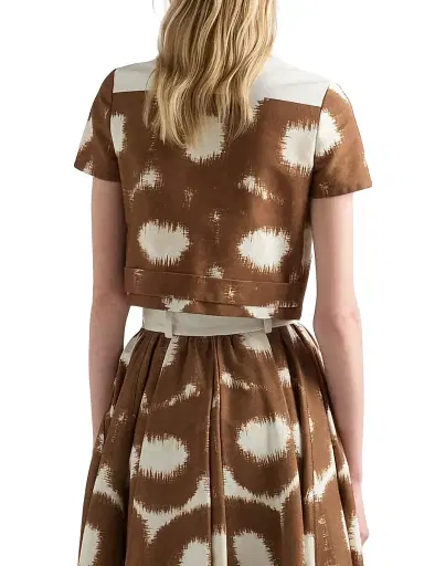 Prada Women's Printed Canvas Shirt - Brown White - Size 4 | Thumbnail 3