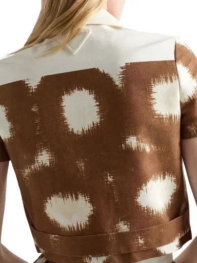 Prada Women's Printed Canvas Shirt - Brown White - Size 4 | Thumbnail 4
