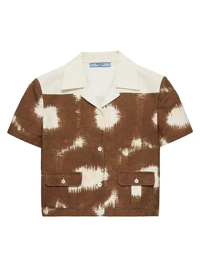 Prada Women's Printed Canvas Shirt - Brown White