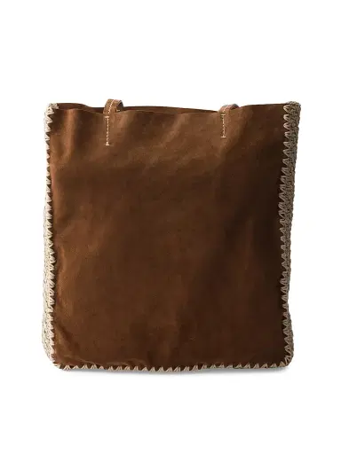 Prada Women's Large Suede and Crochet Tote Bag - Dark Brown | Thumbnail 3 Prada Women's Large Suede and Crochet Tote Bag - Dark Brown | Thumbnail 3