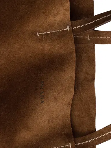 Prada Women's Large Suede and Crochet Tote Bag - Dark Brown | Thumbnail 5 Prada Women's Large Suede and Crochet Tote Bag - Dark Brown | Thumbnail 5