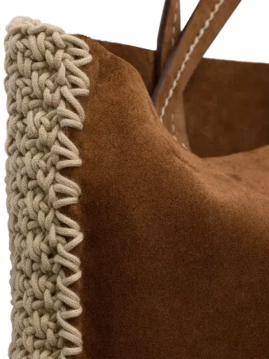 Prada Women's Large Suede and Crochet Tote Bag - Dark Brown | Thumbnail 6 Prada Women's Large Suede and Crochet Tote Bag - Dark Brown | Thumbnail 6