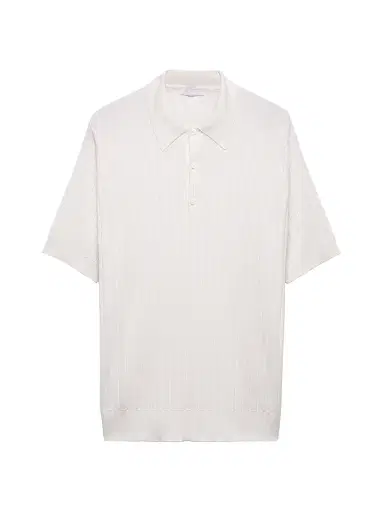 Prada Men's Cashmere and Silk Polo Shirt - White - Size 42 | Thumbnail 1 Prada Men's Cashmere and Silk Polo Shirt - White - Size 42 | Thumbnail 1