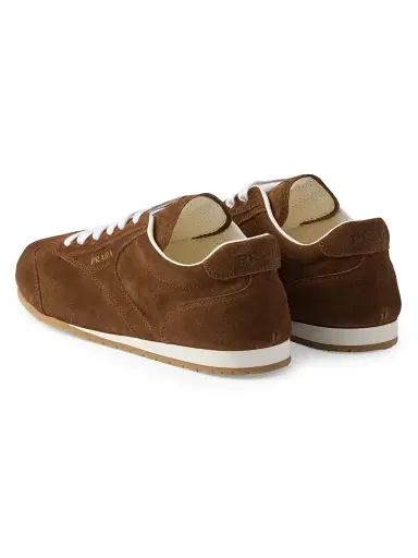 Prada Women's Logo Suede Low-Top Sneakers - Brown - Size 9.5 | Thumbnail 3