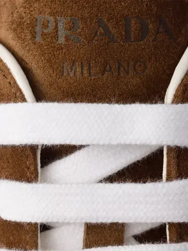 Prada Women's Logo Suede Low-Top Sneakers - Brown - Size 9.5 | Thumbnail 4