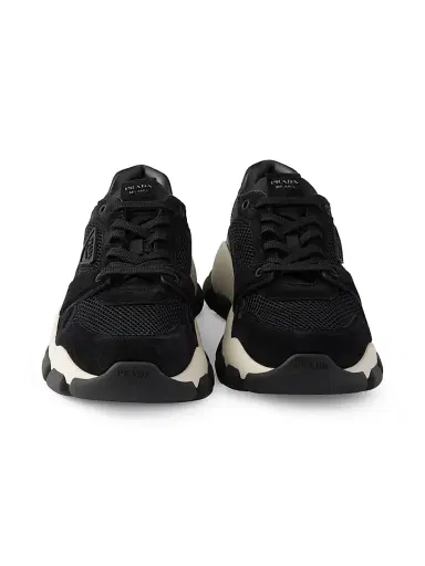 Prada Women's Mesh Fabric and Suede Sneakers - Black - Size 11 | Thumbnail 2