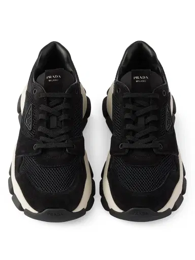 Prada Women's Mesh Fabric and Suede Sneakers - Black - Size 11 | Thumbnail 4