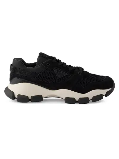Prada Women's Mesh Fabric and Suede Sneakers - Black - Size 11 | Thumbnail 1