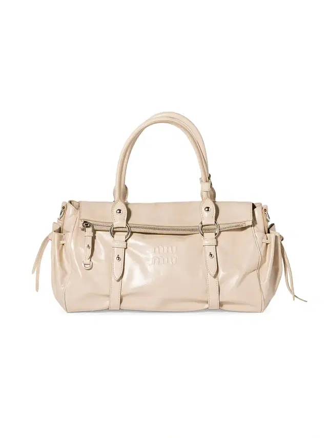 Miu Miu Women's Shiny Leather Top Handle Bag - Beige Khaki