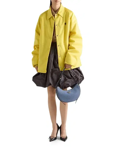 Prada Women's Arqué Small Nubuck Leather Shoulder Bag - Blue | Thumbnail 2