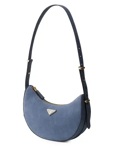 Prada Women's Arqué Small Nubuck Leather Shoulder Bag - Blue | Thumbnail 4