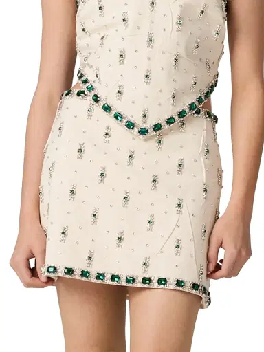 Miu Miu Women's Embroidered Canvas Skirt | Thumbnail 2