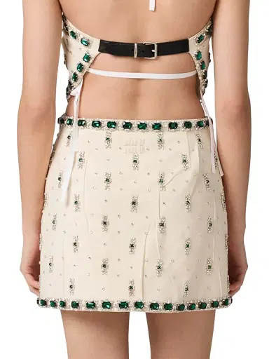 Miu Miu Women's Embroidered Canvas Skirt | Thumbnail 3