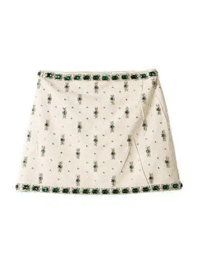 Miu Miu Women's Embroidered Canvas Skirt | Thumbnail 1