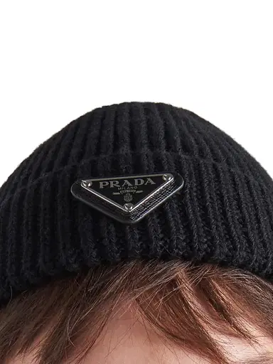 Prada Men's Wool and Cashmere Beanie - Black - Size Large | Thumbnail 2