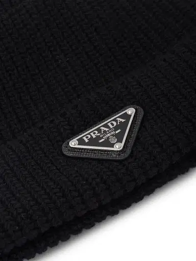 Prada Men's Wool and Cashmere Beanie - Black - Size Large | Thumbnail 3