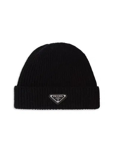 Prada Men's Wool and Cashmere Beanie - Black - Size Large | Thumbnail 1