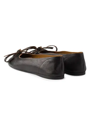 Prada Women's Antiqued Leather Ballerinas - Black - Size 7 | Thumbnail 3